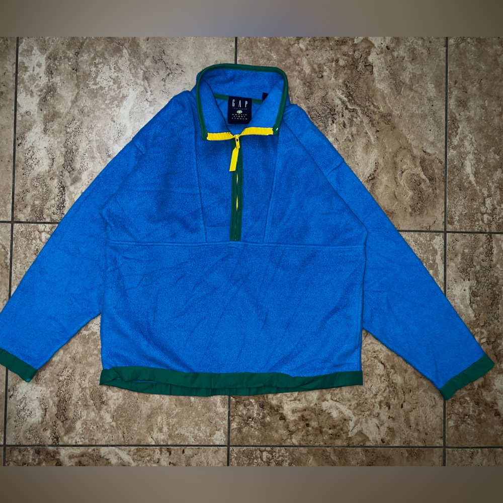 Vintage Gap Arctic Light Fleece Jacket Mens L Blue 90s Retro 1/2 Zip Sweatshirt